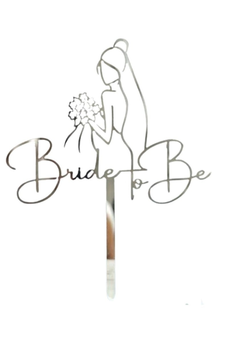 Party Decorations Silver Cake Topper for Bride to Decorate Cake 1 Piece - Image 1