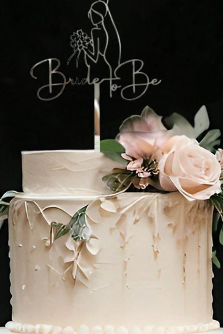 Party Decorations Silver Cake Topper for Bride to Decorate Cake 1 Piece - Image 2