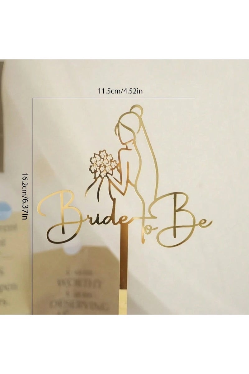 Party Decorations Silver Cake Topper for Bride to Decorate Cake 1 Piece - Image 3