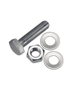 12 pcs Hex Head Screw Bolts Nuts & Washers Fully Thread GI Plain Finish Bolt Set. (12, 30MM)