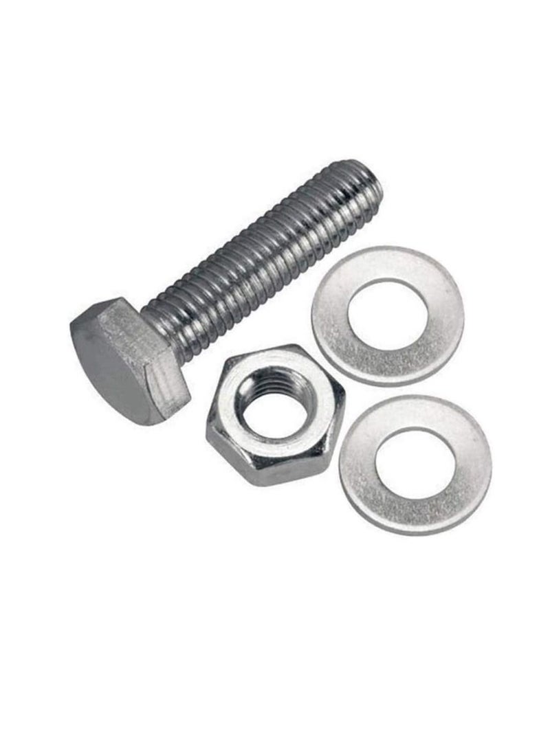 Generic - 12 pcs Hex Head Screw Bolts Nuts & Washers Fully Thread GI Plain Finish Bolt Set. (12, 30MM) - Image 1