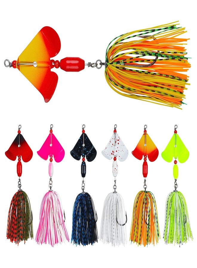 OROOTL Spinnerbait Fishing Lures Kit Set, 6pcs Bass Fishing Buzzbait Multicolor Bass Trout Salmon Metal Spinner Baits Swim Jigs Freshwater Saltwater Fishing - Image 1