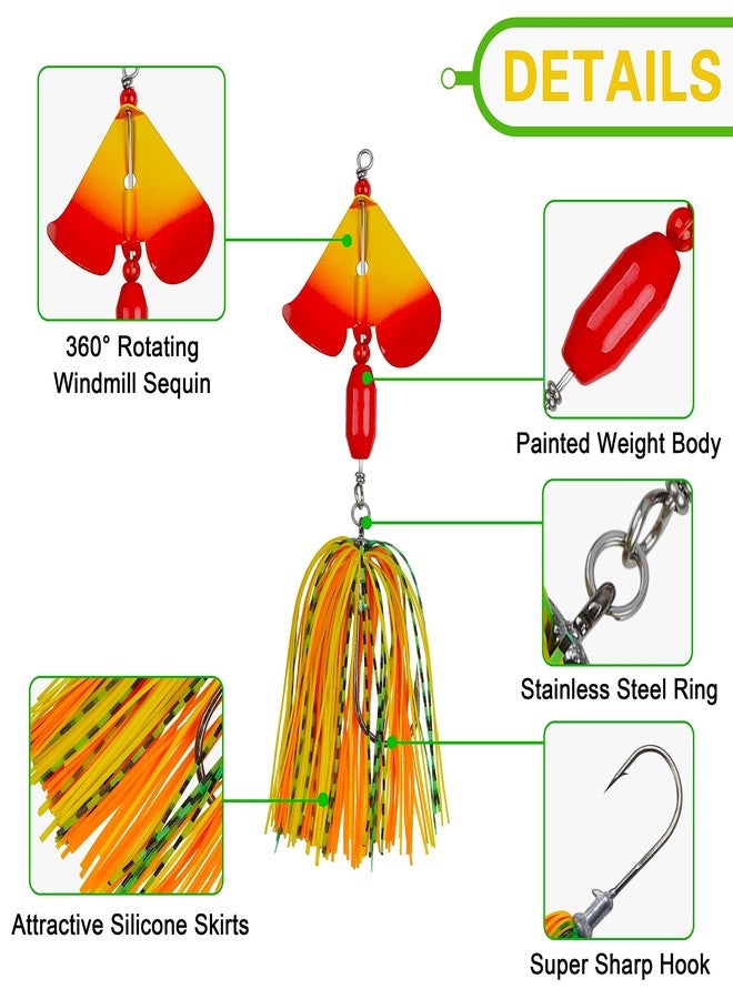 OROOTL Spinnerbait Fishing Lures Kit Set, 6pcs Bass Fishing Buzzbait Multicolor Bass Trout Salmon Metal Spinner Baits Swim Jigs Freshwater Saltwater Fishing - Image 2