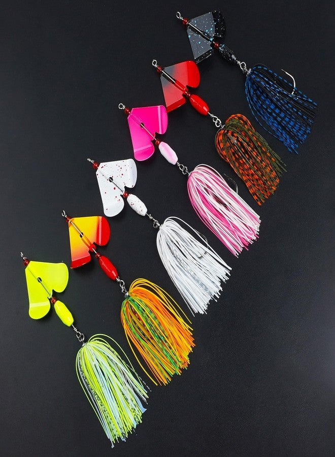OROOTL Spinnerbait Fishing Lures Kit Set, 6pcs Bass Fishing Buzzbait Multicolor Bass Trout Salmon Metal Spinner Baits Swim Jigs Freshwater Saltwater Fishing - Image 5