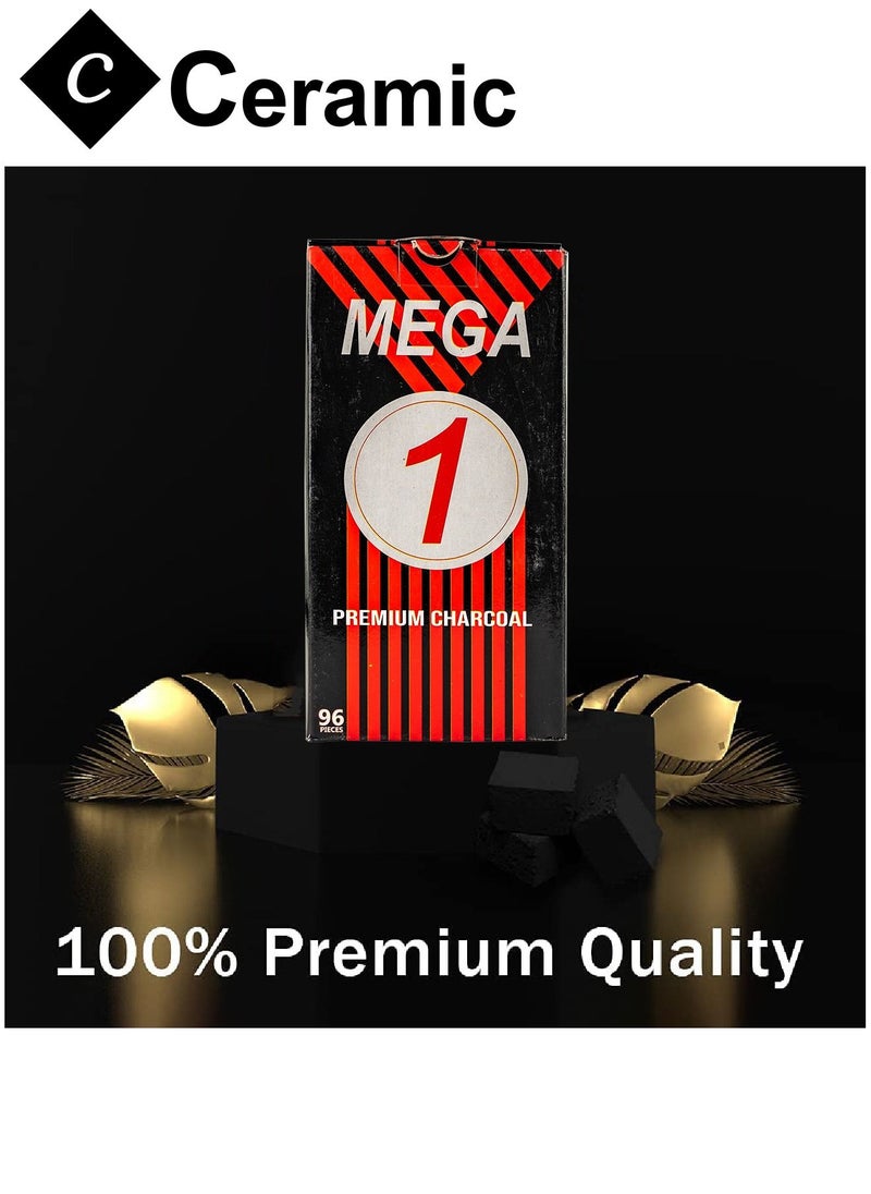 CERAMIC - Mega Charcoal Quick Ignite and Long Lasting 96 Pieces 3 Boxes Combo Pack - Image 1