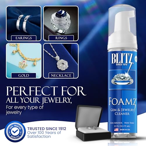 Blitz Foamz Gem & Jewelry Cleaning Foam for Gold, Silver, & Platinum Jewelry Polishes Non-Porous, Precious & Semi-Precious Stones Non-Toxic, Non-Abrasive, & Planet Friendly Made in the USA 2.5oz - Image 5