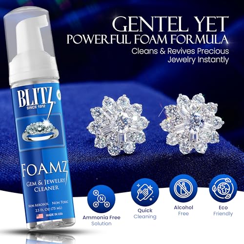 Blitz Foamz Gem & Jewelry Cleaning Foam for Gold, Silver, & Platinum Jewelry Polishes Non-Porous, Precious & Semi-Precious Stones Non-Toxic, Non-Abrasive, & Planet Friendly Made in the USA 2.5oz - Image 2