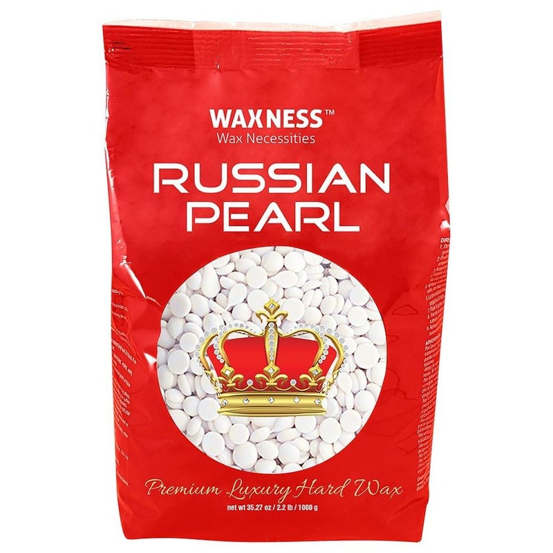 Waxness Russian Pearl Hard Wax Beads 2.2 lb (1 kg) â€“ Rosin-Free Stripless Hard Wax with Creamy Texture and Skin Visibility, Professional Use â€“ Made in Italy - Image 1