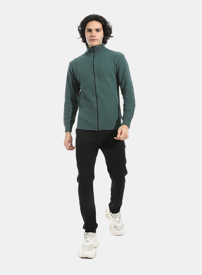 Andora Full Zipper Closure Self Pattern _ Olive - Image 5