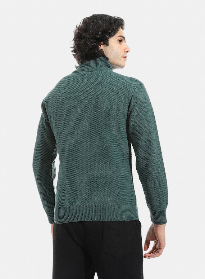 Andora Full Zipper Closure Self Pattern _ Olive - Image 4