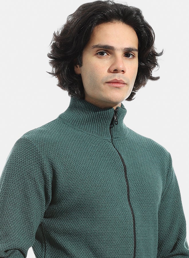 Andora Full Zipper Closure Self Pattern _ Olive - Image 2