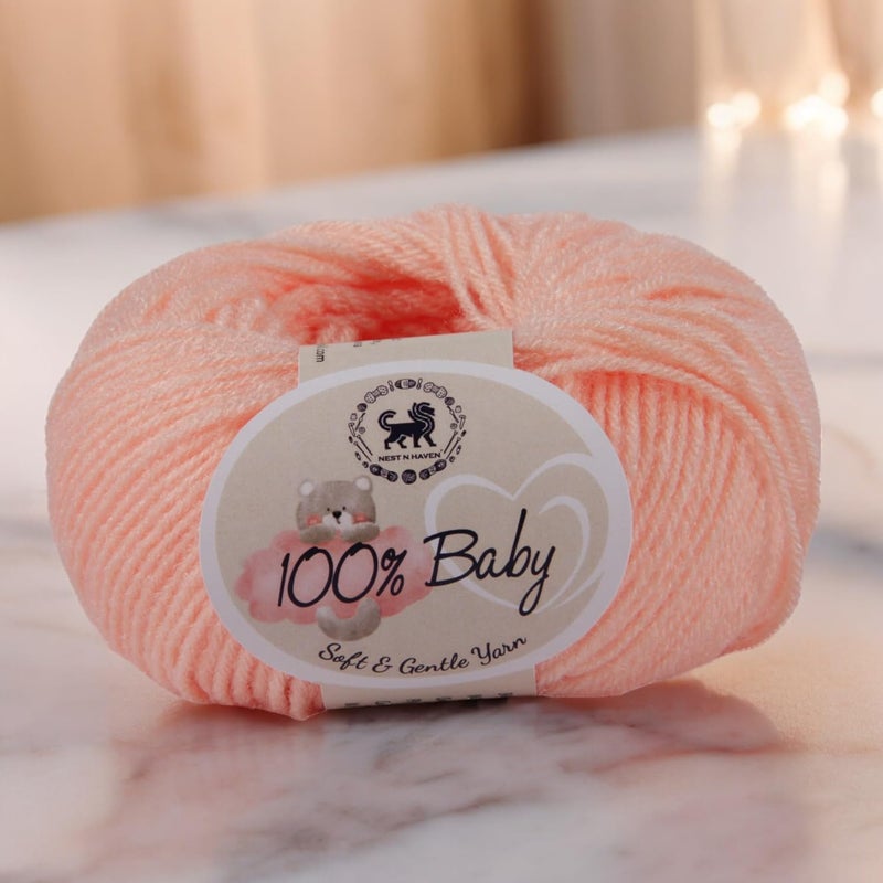 NESTNHAVEN NESTNHAVEN Baby 100 Acrylic Wool Hand Knitting and Crochet Yarn 6 Balls 1 Ball 25 Grams150Grams Extra Soft for Kids Baby Sweater Blanket Caps Toys Art Caft Shade no Shade 20 Light Peach - Image 5