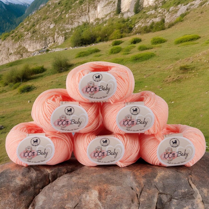 NESTNHAVEN NESTNHAVEN Baby 100 Acrylic Wool Hand Knitting and Crochet Yarn 6 Balls 1 Ball 25 Grams150Grams Extra Soft for Kids Baby Sweater Blanket Caps Toys Art Caft Shade no Shade 20 Light Peach - Image 4