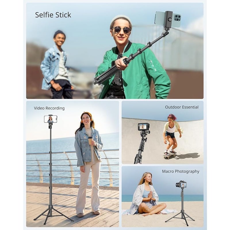 SENSYNE 62 Phone Tripod & Selfie Stick, Extendable Cell Phone Tripod Stand with Wireless Remote and Phone Holder, Compatible with iPhone Android Phone, Camera - Image 4