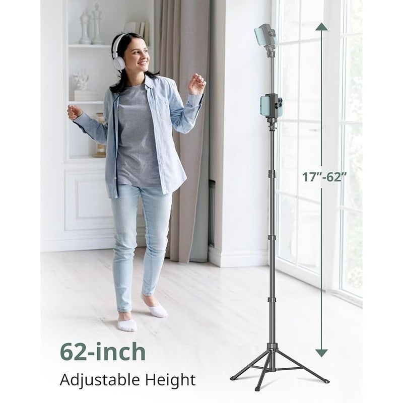 SENSYNE 62 Phone Tripod & Selfie Stick, Extendable Cell Phone Tripod Stand with Wireless Remote and Phone Holder, Compatible with iPhone Android Phone, Camera - Image 2