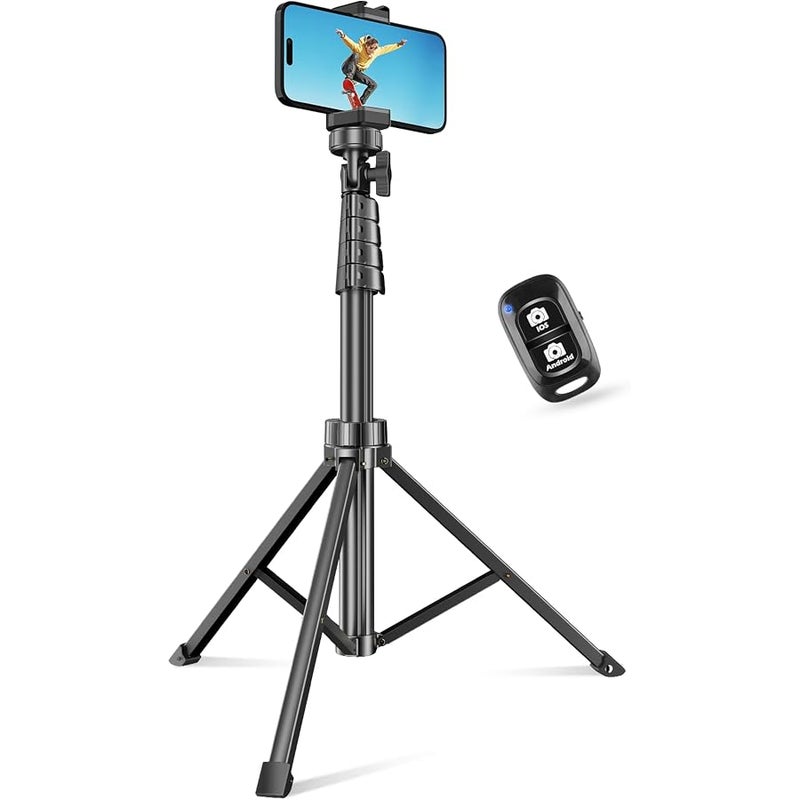 SENSYNE 62 Phone Tripod & Selfie Stick, Extendable Cell Phone Tripod Stand with Wireless Remote and Phone Holder, Compatible with iPhone Android Phone, Camera - Image 1