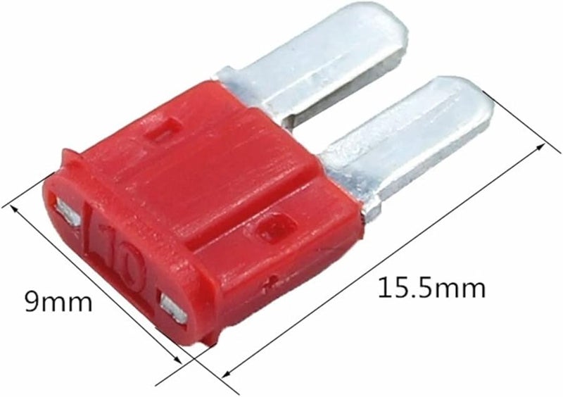 100 قطعة 10 أمبير ميكرو 2 فيوز طويل الأرجل 9مم × 15.5مم ميني M2 قدم إدراج سيارة - Image 5
