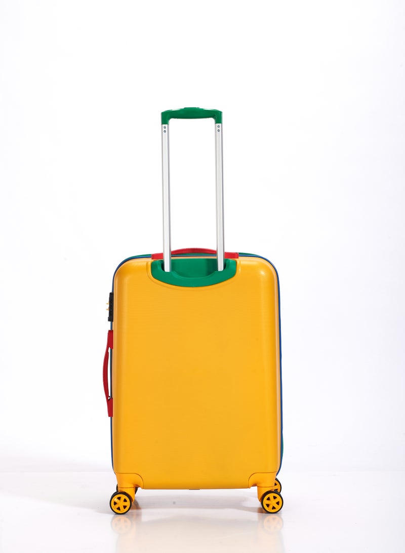 UNITED COLORS OF BENETTON BNTA-202 24Inch-Checked Luggage with TSA Lock| Material- Acrylonitrile Butadiene Styrene| Adjustable Trolley Handle | Smooth Dual Wheels 360degree rotate| Yellow - Image 2