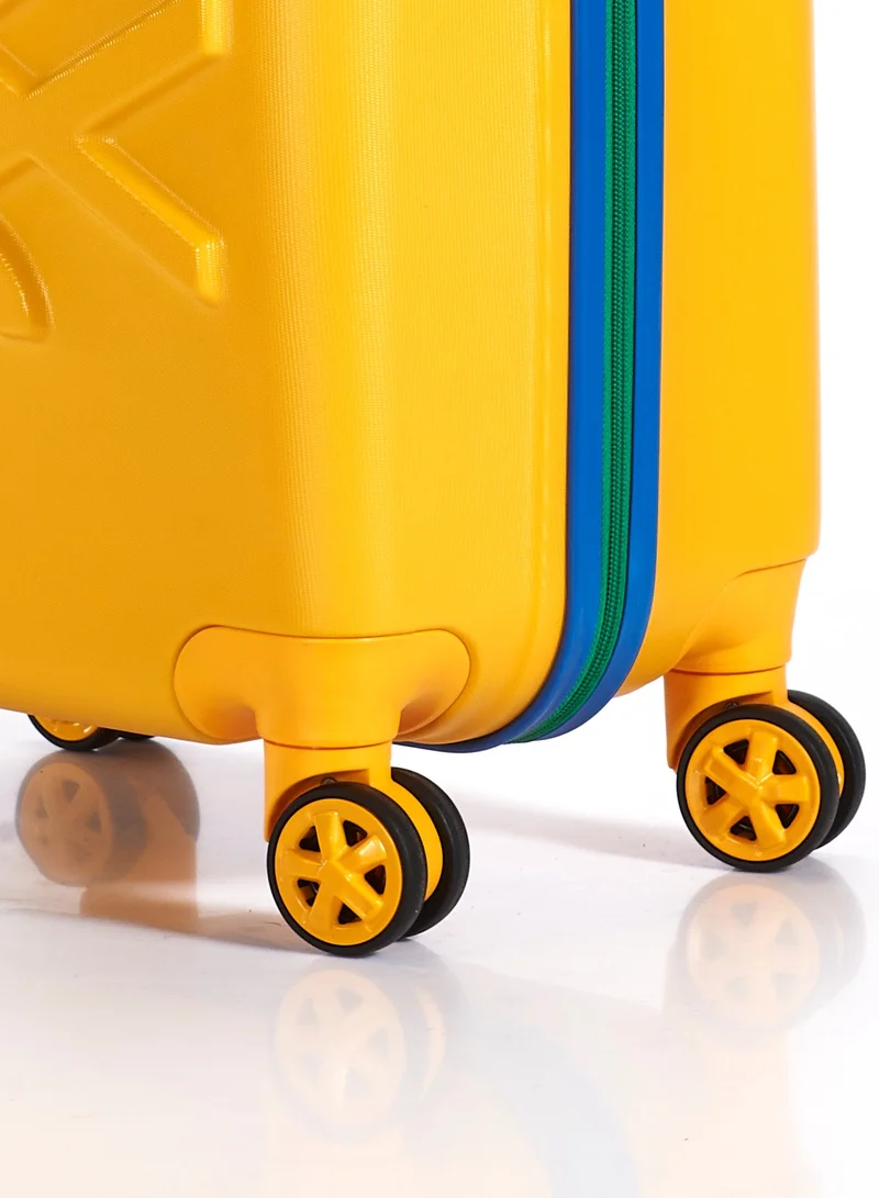 UNITED COLORS OF BENETTON BNTA-202 24Inch-Checked Luggage with TSA Lock| Material- Acrylonitrile Butadiene Styrene| Adjustable Trolley Handle | Smooth Dual Wheels 360degree rotate| Yellow