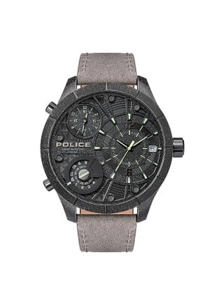 Men Bushmaster Grey Leather Strap Multifunction Watch for Men, 52mm