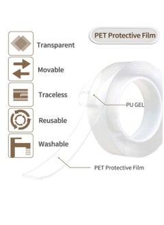 AIWANTO 2pcs Magic Adhesive Tape Washable Waterproof Double Sided Mounting Transparent 1 M  - Image 2