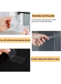 AIWANTO 2pcs Magic Adhesive Tape Washable Waterproof Double Sided Mounting Transparent 1 M  - Image 4