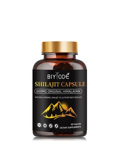 Shilajit Capsule, 600MG Original Himalayan, Natural Mineral Shilajit to Support Best Results, Natural Energy & Stamina Booster, Dietary Supplement for Men and Women, 60 Capsules