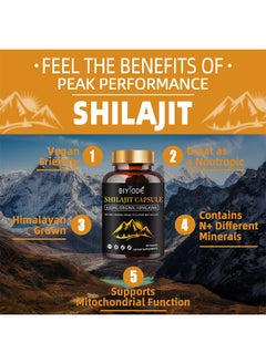 BIYODE Shilajit Capsule, 600MG Original Himalayan, Natural Mineral Shilajit to Support Best Results, Natural Energy & Stamina Booster, Dietary Supplement for Men and Women, 60 Capsules  - Image 3