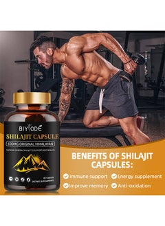 BIYODE Shilajit Capsule, 600MG Original Himalayan, Natural Mineral Shilajit to Support Best Results, Natural Energy & Stamina Booster, Dietary Supplement for Men and Women, 60 Capsules  - Image 2