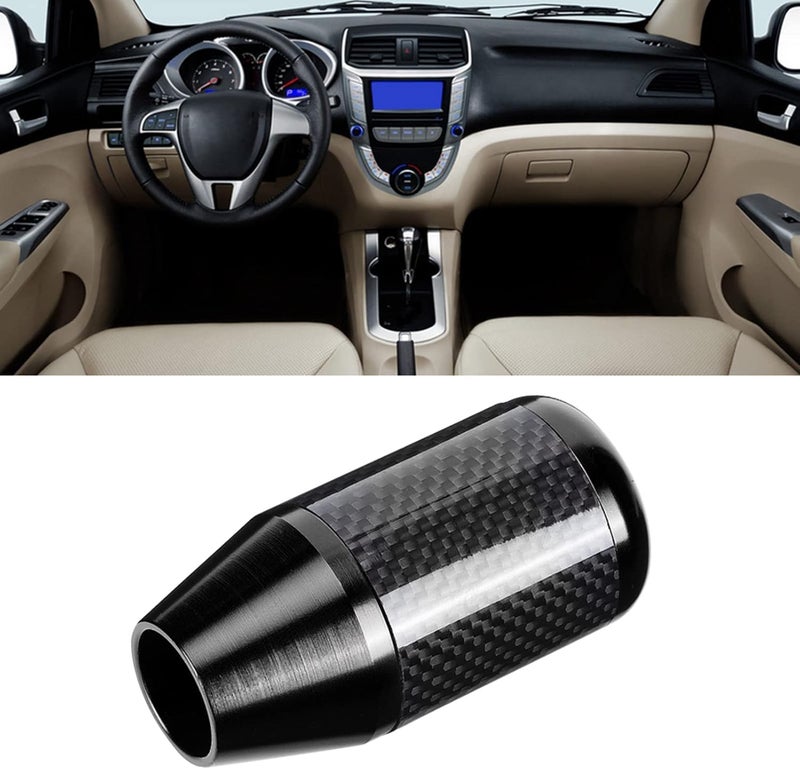 Universal Carbon Fiber Automatic Shift Knob, Car Gear Shift Knob Head, Ergonomic Handle Design with Smooth Surface, Durable Aluminum Alloy and Carbon Fiber Construction for Most Ve (Black) - Image 2