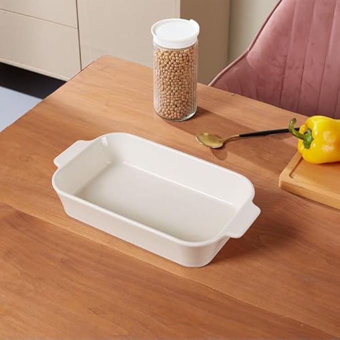 rayihni ChefS Delight Porcelain 3Piece Rectangular Baking Dish Set Durable OvenSafe Bakeware For Lasagna Roasting Casseroles  Serving Elegant Design For Modern Kitchens - Image 4