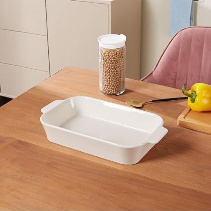 rayihni ChefS Delight Porcelain 3Piece Rectangular Baking Dish Set Durable OvenSafe Bakeware For Lasagna Roasting Casseroles  Serving Elegant Design For Modern Kitchens - Image 3
