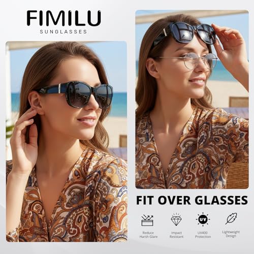 FIMILU 2PCS Polarized Sunglasses Fit Over Glasses for Women Round Sunglasses for Driving Outdoor UV400 Protection - Image 3