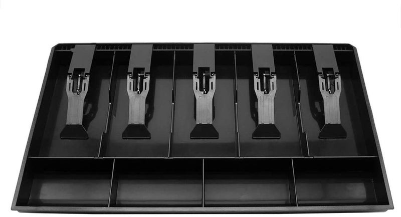 Homava Plastic Cash Box Cash Drawer Register Insert Tray Replacement 5 Bills 4 Coins for Petty Cash Money Storage Box | 40 x 3.5 x 24.4 cm | Black - Image 1