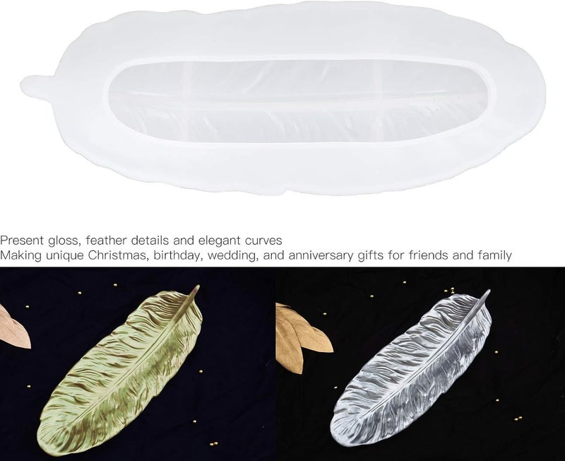 comfrt Silicone Resin Molds, Large Feather Shaped Resin Tray Mold Epoxy Resin Casting Molds for Making Jewelry Tray Dish Rings Holder, 3.5 x 9.4in - Image 4