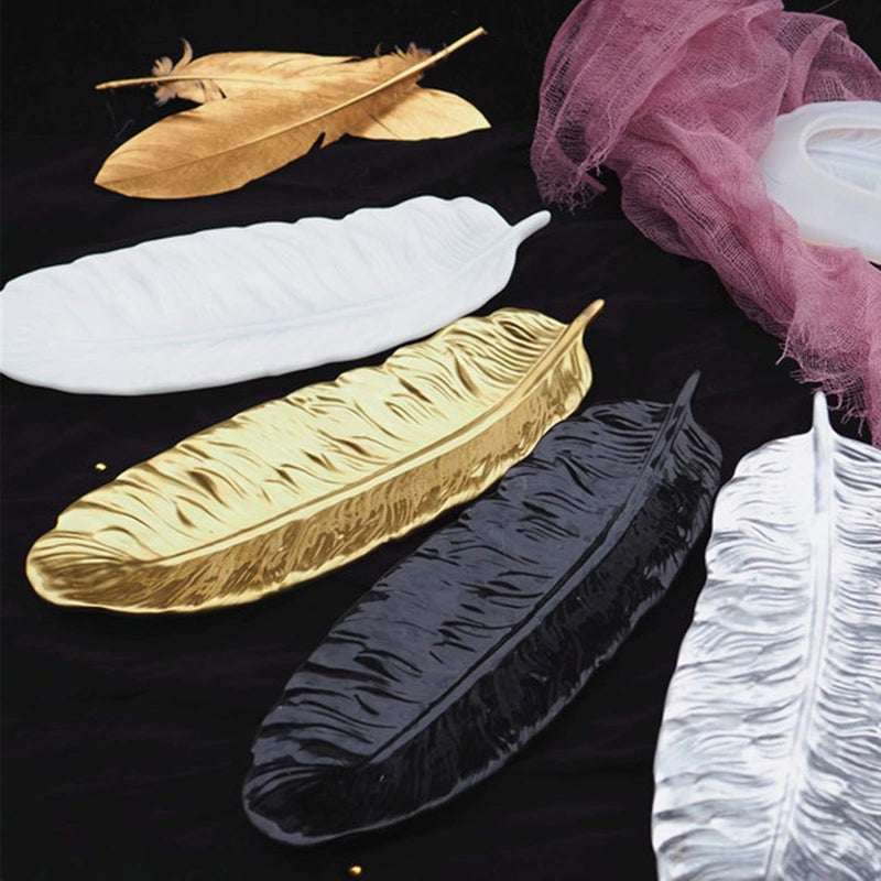 comfrt Silicone Resin Molds, Large Feather Shaped Resin Tray Mold Epoxy Resin Casting Molds for Making Jewelry Tray Dish Rings Holder, 3.5 x 9.4in - Image 3