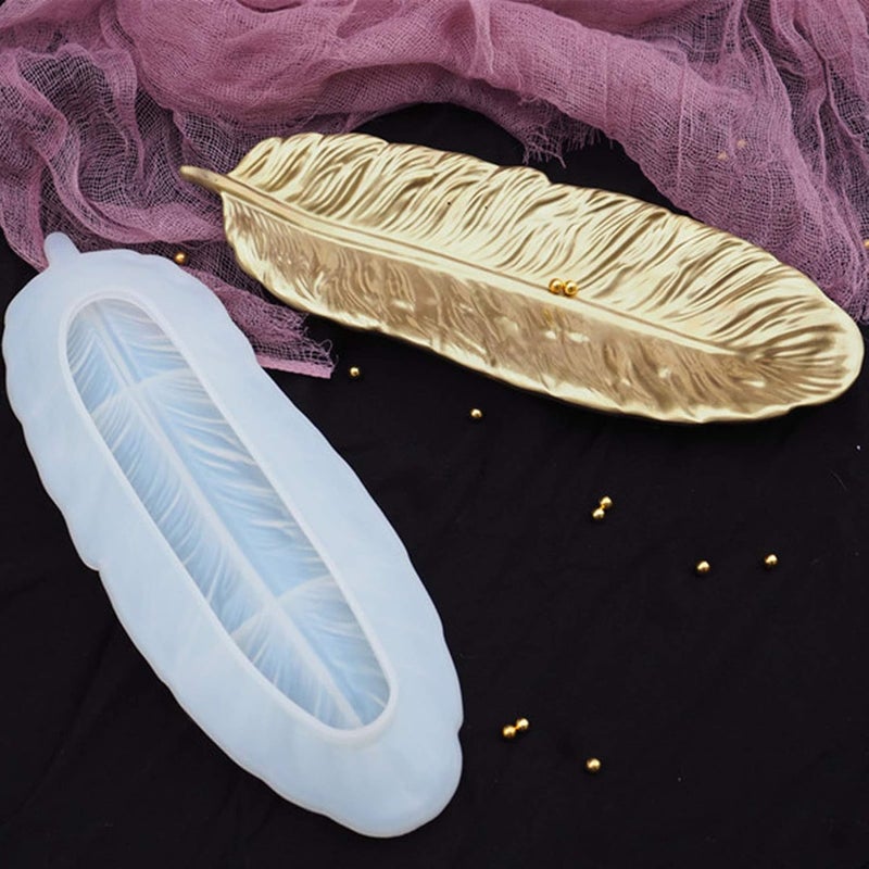 comfrt Silicone Resin Molds, Large Feather Shaped Resin Tray Mold Epoxy Resin Casting Molds for Making Jewelry Tray Dish Rings Holder, 3.5 x 9.4in - Image 2