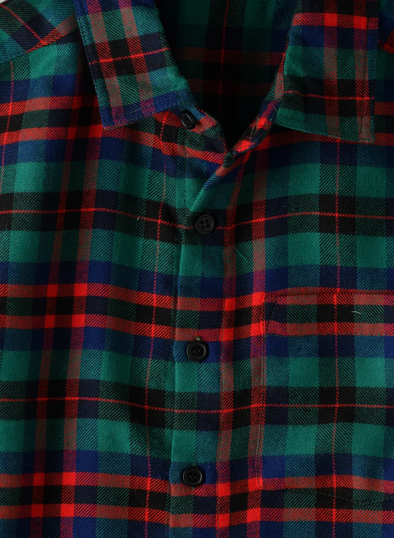 JAM Boys' Green and Red Plaid Shirt