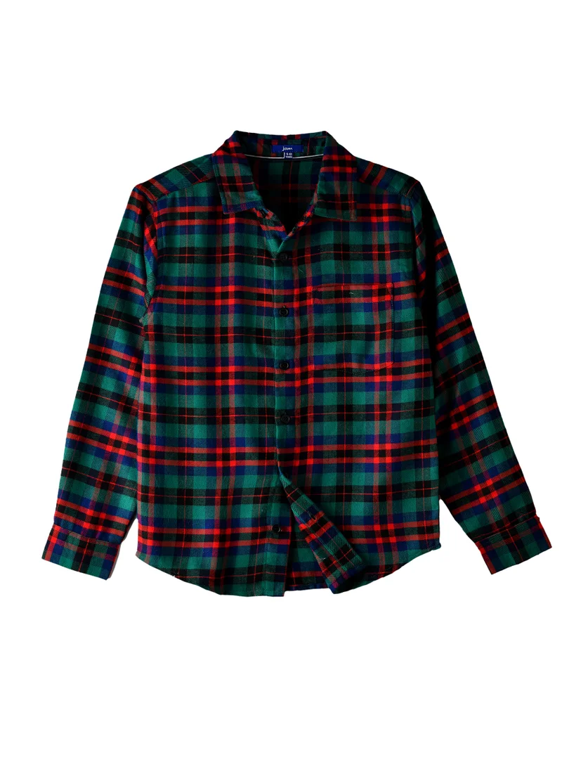 JAM Boys' Green and Red Plaid Shirt