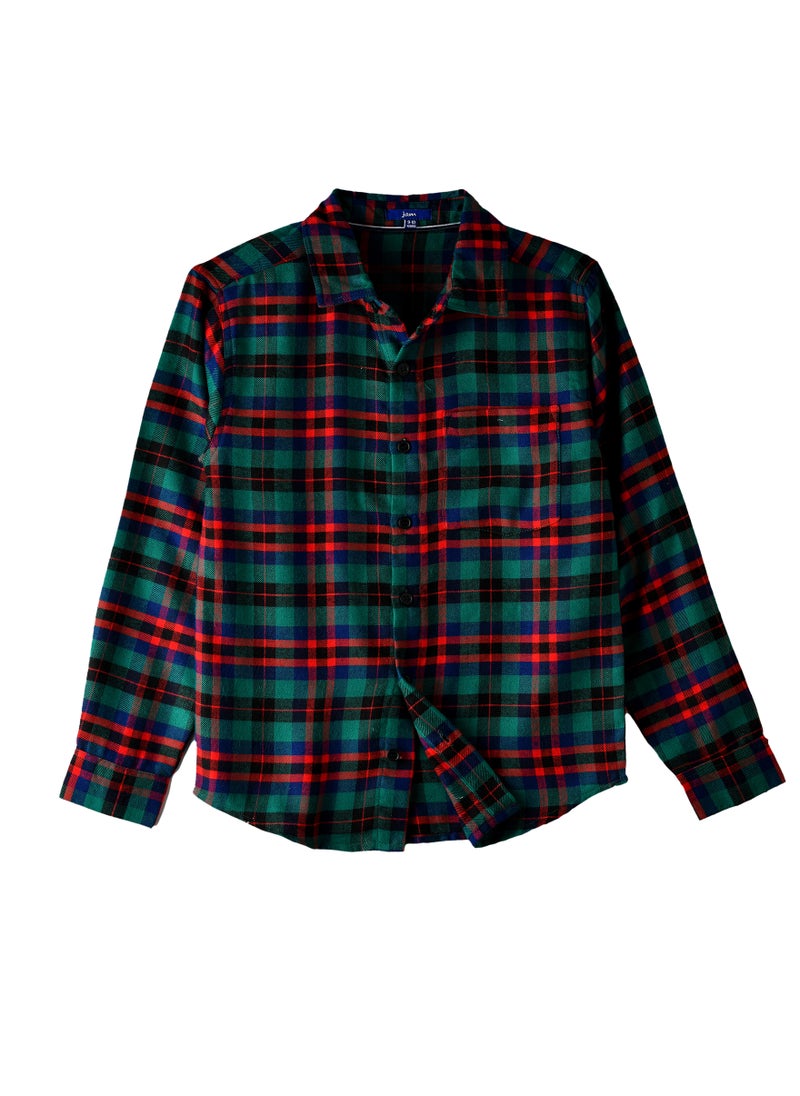JAM Boys' Green and Red Plaid Shirt  - Image 1