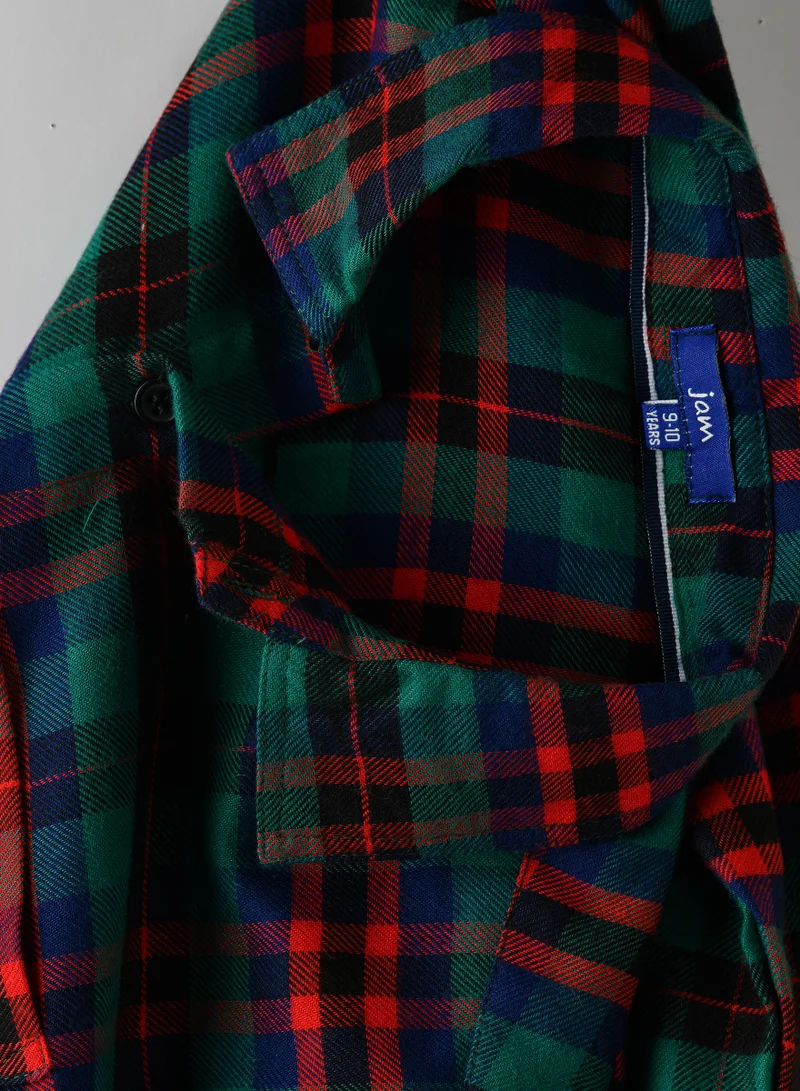 JAM Boys' Green and Red Plaid Shirt