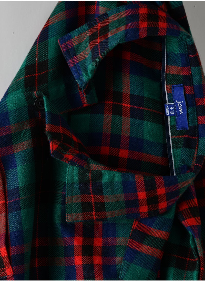 JAM Boys' Green and Red Plaid Shirt  - Image 4