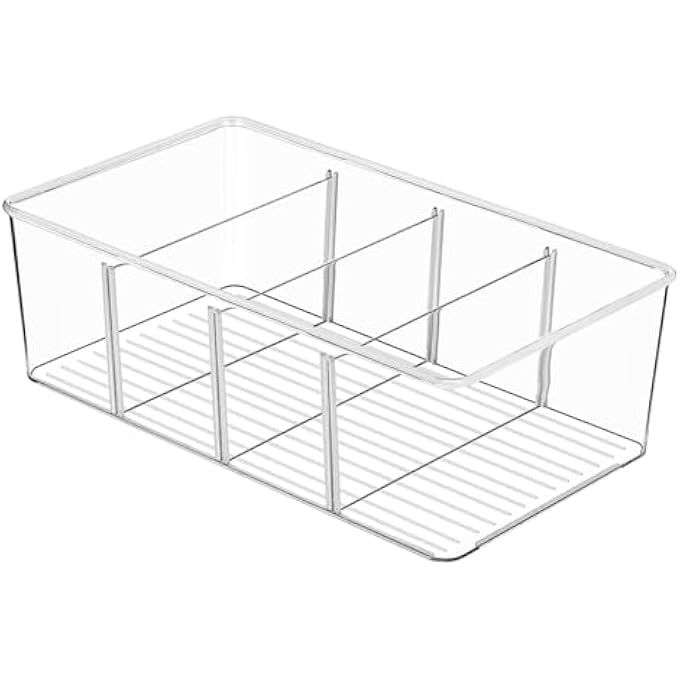 SWIUKPHE Tea Storage Boxes Plastic Tea Box With 4 Compartments Stackable Tea Bag Holder Tea Caddy For Tea Bags Sugar Coffee Pods Kitchen Storage And Organisation Transparent - Image 2