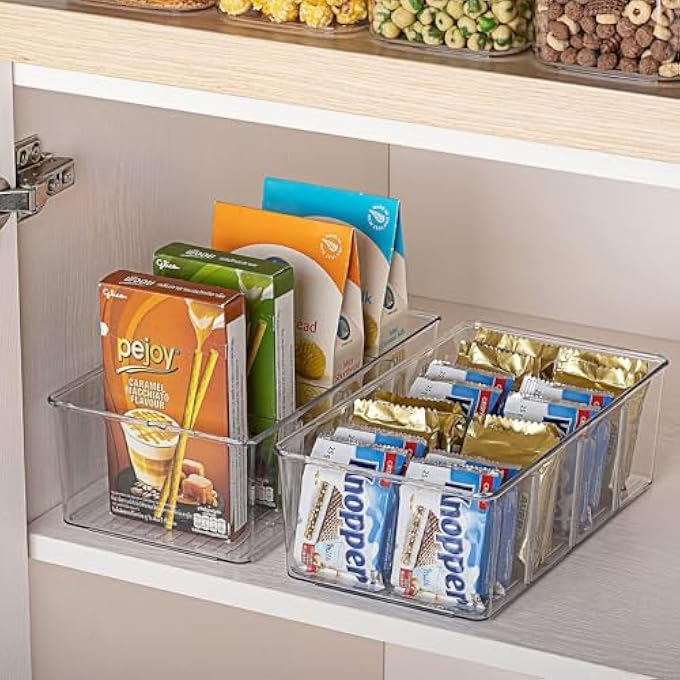 SWIUKPHE Tea Storage Boxes Plastic Tea Box With 4 Compartments Stackable Tea Bag Holder Tea Caddy For Tea Bags Sugar Coffee Pods Kitchen Storage And Organisation Transparent - Image 4