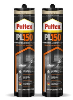 Pattex Roll over image to zoom in Pattex PL150, Water and Temperature Resistant Glue Adhesive, Mounting Adhesive for Indoor and Outdoor Use, Extra Strong Glue, 380g Cartridge, Pack of 2  - Image 1