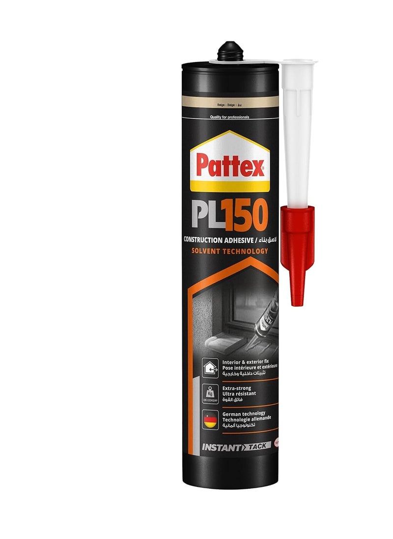 Pattex Roll over image to zoom in Pattex PL150, Water and Temperature Resistant Glue Adhesive, Mounting Adhesive for Indoor and Outdoor Use, Extra Strong Glue, 380g Cartridge, Pack of 2  - Image 2