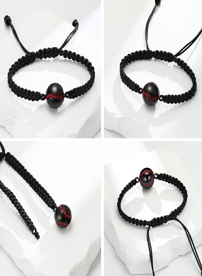 Hearbeingt Cremation Jewelry Baseball Urn Bracelet for Ashes for Women Men Handmade Braided Rope Cremation Keepsake Pendant Locket Memorial Keepsake Jewelry - Image 3