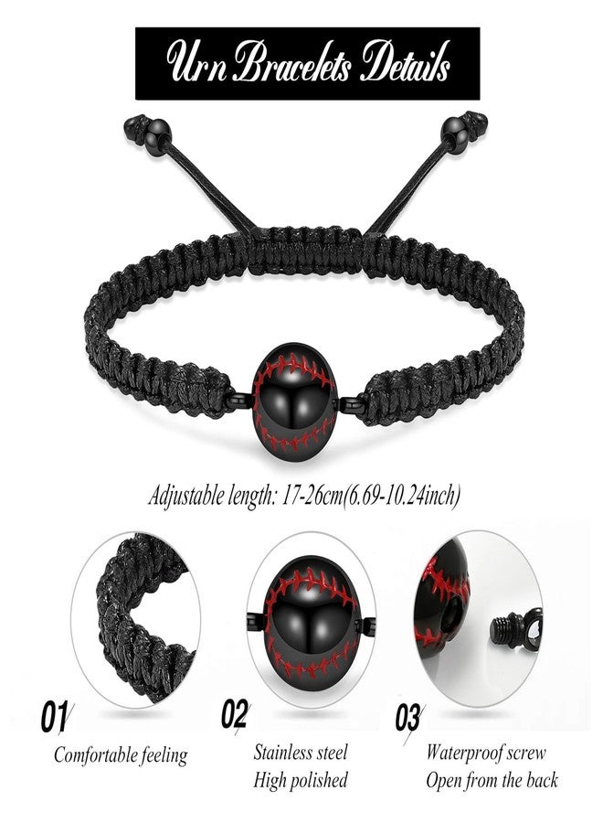 Hearbeingt Cremation Jewelry Baseball Urn Bracelet for Ashes for Women Men Handmade Braided Rope Cremation Keepsake Pendant Locket Memorial Keepsake Jewelry - Image 2