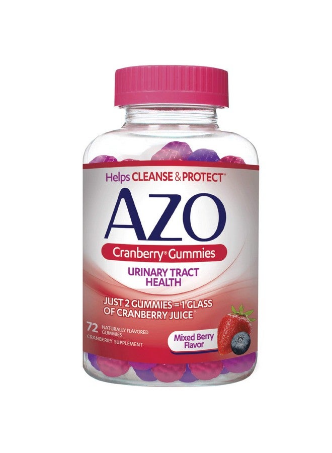 AZO Cranberry Urinary Tract Health Gummies Dietary Supplement 2 Gummies = 1 Glass Of Cranberry Juice Helps Cleanse  Protect Natural Mixed Berry Flavor Nongmo 72 Gummies - Image 1