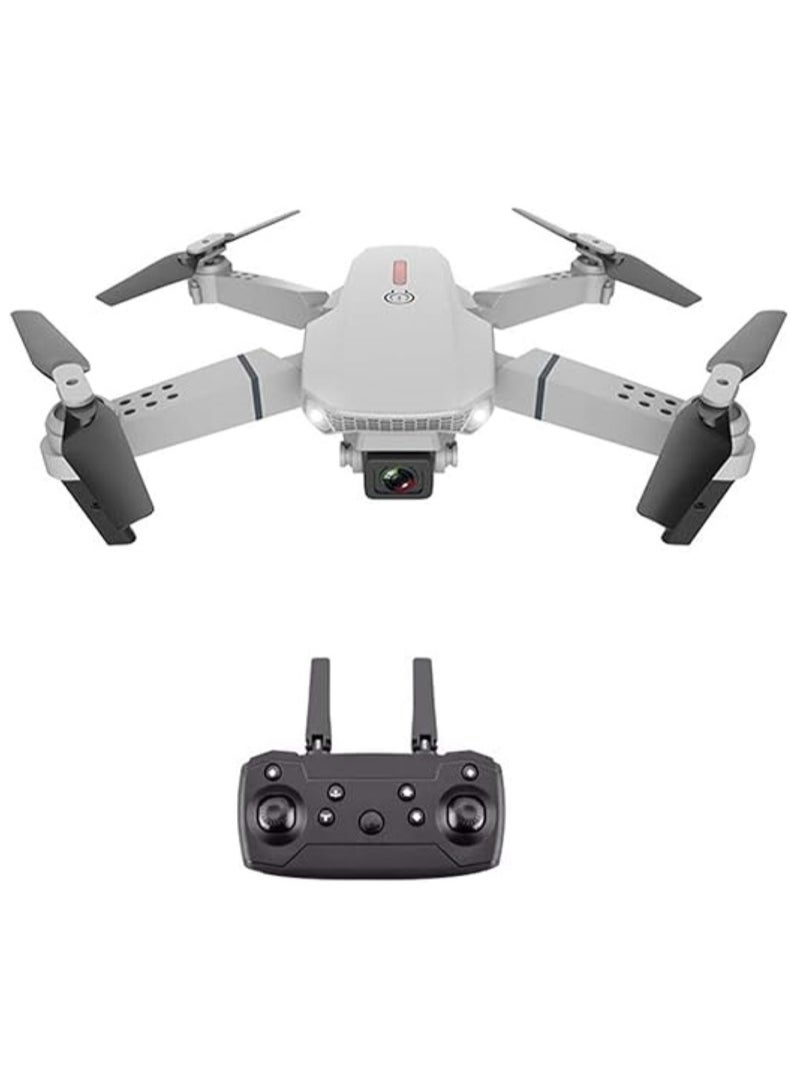 E88 New Drone Includes 2 Batteries with Four-Sided Obstacle Avoidance 4K HD Aerial Photography Folding Aircraft Four-axis Remote Control Aircraft (E88-Gray-Dual Camera + Fixed Altitude Aerial Photography) - Image 1